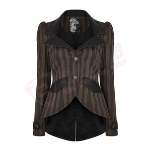 เสื้อโค้ทเอวยาวและกางเกงขาสั้นสำหรับผู้หญิงเสื้อโค้ทสไตล์โกธิคแบบมีปก - Product Image 1