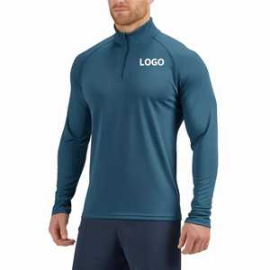 2024 personnalisé hucai hommes à manches longues col entonnoir demi-zip haut d'entraînement vêtements de sport Muscle Zip athlétique chemise de sport - Product Image 4