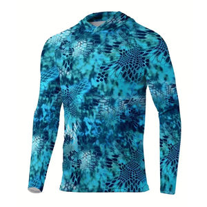 Camiseta de pesca personalizada para hombre, camiseta de pesca de poliéster de manga larga, Sudadera con capucha de pesca con estampado de sublimación UPF 50 transpirable de secado rápido - Product Image 1