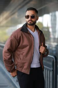 เสื้อโค้ทแขนยาวผ้าลูกฟูกสำหรับผู้ชาย, เสื้อโค้ทผ้าให้ความอบอุ่นมีซิปรูดกันน้ำฤดูหนาว - Product Image 2