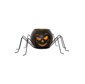 Élégant chandelier en fil de fer noir en forme de toile d'araignée avec trois porte-bougies pour la décoration d'Halloween à la maison, en solde - Product Image 2