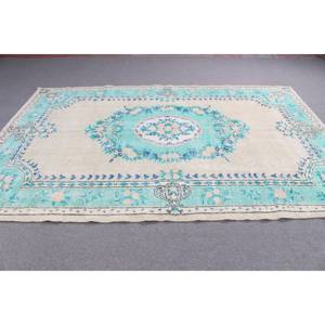 Alfombra Vintage, Alfombra Turca de 6.5x9.9 pies, Alfombra de Lana Azul y Blanca Estilo Suroeste - Product Image 3