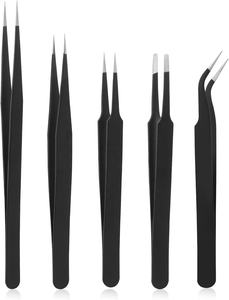 Pinzas para manualidades DIY, pinzas rectas de precisión de acero inoxidable, juego de pinzas de 5 piezas para Kit de fabricación de joyas - Product Image 3