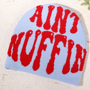 Vente en gros Bonnets tricotés chauds personnalisés pour hommes Bonnet ajusté d'hiver à grand logo fait main - Product Image 1