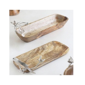 Plateau décoratif design en acier inoxydable avec poignées en laiton Plateau pour fruits secs de forme ovale de qualité supérieure en vrac - Product Image 5