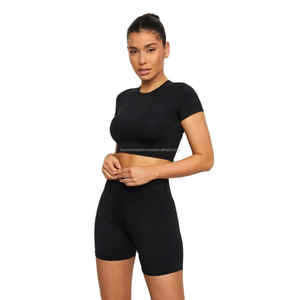 Camisetas personalizadas China Crop Top Sport Mujer Camiseta con su logotipo Manga corta Hip Hop Cuello redondo - Product Image 5