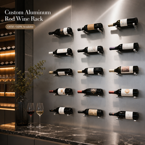Porte-bouteille élégant chevilles murales en aluminium Design peu encombrant Casier à vin en aluminium Support mural moderne pour l'affichage de la barre à la maison - Product Image 1