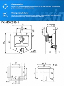 YX-MSK858-1 Stainless Steel T <strong>Panel</strong> Handle Fold Canopy Flush Lock Recessed Handle Lock for Tool Boxes Heavy Duty Truck Trailer - Product Image 5