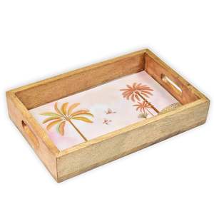 Plateau de service rectangulaire en bois MDF imprimé de grande taille, qualité supérieure, durable, plateau de service décoratif en bois brillant - Product Image 1