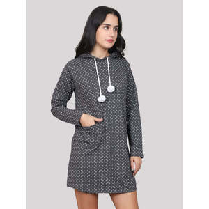 Sweat-shirt d'hiver Evolve pour femme, respirant, en molleton de coton et soie, col rond, à capuche, manches longues, coupe oversize (gris anthracite mélangé) - Product Image 2