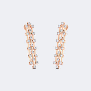 Pendientes Largos Colgantes de Diamantes Redondos de 2.50CTW, Oro de 14k, Diamantes Cultivados en Laboratorio, Color D, VVS, Engaste de Garras y Barra, Joyería Larga para Mujer - Product Image 6