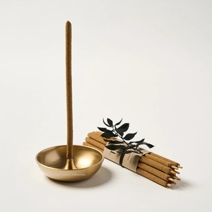 Golden Incense <b>Burner</b> With Ash Catcher Home Office <b>Fragrance</b> Brass Incense Stick Holder Meditation Yoga Indoor Use - Product Image 3