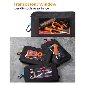 Pochette à outils Oxford robuste en vente flash |   Lot de 3 petits sacs organisateurs avec fenêtre transparente |   Pochettes de rangement à fermeture éclair pour électriciens - Product Image 2