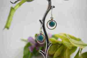 Pendientes bohemios de plata de ley hechos a mano, diseño elegante de mariposa, piedra preciosa turquesa, diamante, joyería étnica, regalo para ella - Product Image 6
