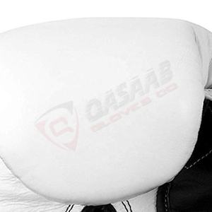 Gants de boxe en cuir de vachette blanc de haute qualité, lacés, avec impression de logo personnalisée, gants OEM - Product Image 3