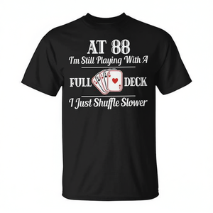 Camiseta para el 88º cumpleaños con diseño de cartas de póquer para personas de 88 años, unisex, para adultos, manga corta, cuello redondo - Product Image 2