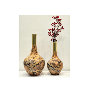 Juego de 2 jarrones antiguos de metal dorado, maceta nueva de metal hecha a mano, florero de metal de estilo costero, venta al por mayor de boda - Product Image 4