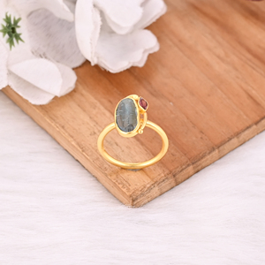 Natural Tourmaline Gemstone Solid 925 Sterling <b>Silver</b> Yellow Gold Plated <b>Statement</b> <b>Ring</b> Gift For Her Wedding Engagement Gift - Product Image 4