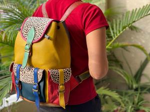 Sac à dos en cuir recyclé avec imprimé Animal, sac à dos en cuir pleine couleur - Product Image 3