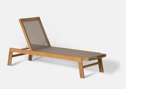 Solid Teak Wood Modern Design Patio Sun Lounger <b>Cushions</b> Natural Color Finish Foldable Weather Resistant Tapered Legs for - Product Image 5
