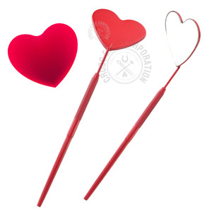 Custom Logo Precision Eyelash Mirror Salon Lash Mirror Double-Sided Magnifying Mirror Heart Shape Stainless Steel Handle - Product Image 1