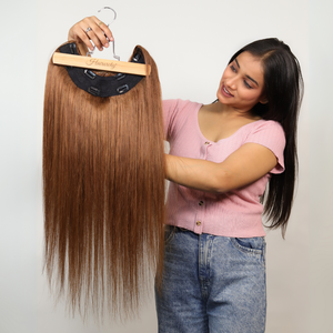 ท็อปเปอร์ผมแท้ทรงตัวยูแบบอินเดีย  ปกปิดผมบางอย่างเป็นธรรมชาติ  ไร้รอยต่อ  น้ำหนักเบา  บรรจุภัณฑ์แบบกำหนดเอง  ขายส่ง - Product Image 4