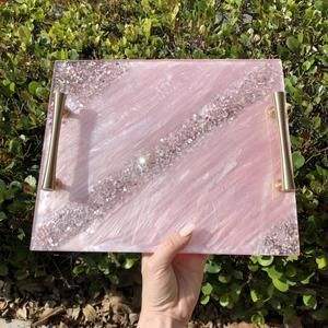 PULL STYLISH PLATEAU DE SERVICE ÉPOXY EN RÉSINE PERSONNALISABLE Conception rectangulaire pour la maison Restaurant Hôtel Plateau en résine - Product Image 2