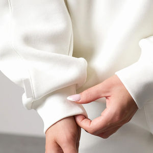 Custom Logo <b>Women</b> Tracksuit Relaxed Fit <b>Fleece</b> Raglan Sleeve Crew Elastic Cuffs Sweatpants 2 Side Pockets <b>Jogger</b> Two Piece Set - Product Image 6