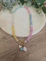 Collier en perles de pierre naturelle personnalisé Dopamine, plaqué or 18 carats, avec pendentif cœur lettre pour femme, bijoux de qualité supérieure