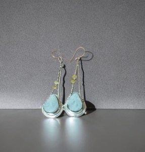 Pendientes de Perlas Larimar Hechos a Mano, Plata de Ley 925, Chapados en Oro, Bonitos y Elegantes, Regalo para Mujer, Diseño Estilo Bohemio - Product Image 6
