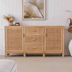 Solid Bamboo <b>Sideboard</b> with Luxury European Design Modern Storage Solution for Home Bar Living Room or <b>Kitchen</b> - Product Image 1