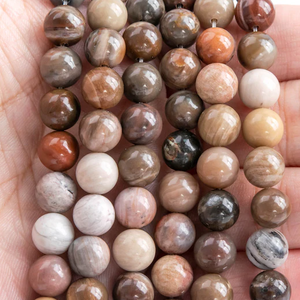 Perles de pierre, perles de jaspe pétrifié, collier de pierres précieuses lisses, pierres de guérison, cristal naturel, grossiste - Product Image 4