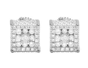 Luxury Round Cut <b>Halo</b> <b>Earrings</b> with Lab Grown Diamonds in 10K White Gold Statement Jewelry for Women Anniversary Gifts - Product Image 1