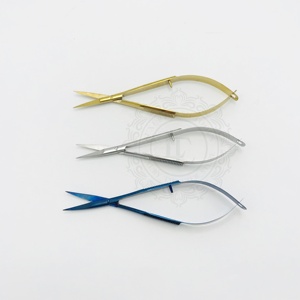 ขายดีกรรไกรสแตนเลสใบมีดตรงสำหรับฤดูใบไม้ผลิสีฟ้าทองเงินทำด้วยมือ - Product Image 4