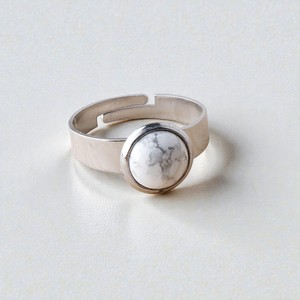 925 <b>Sterling</b> <b>Silver</b> <b>Adjustable</b> Round Cabochon Howlite Gemstone <b>Rings</b> - Handmade Birthstone <b>Rings</b> Wholesale - Product Image 1