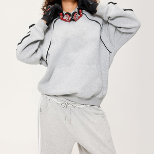 Sweat à capuche gris surdimensionné personnalisé avec logo pour homme, sweat à capuche décontracté en molleton 100% coton pour unisexe - Product Image 5