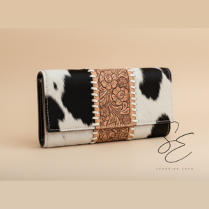 Genuine Tooled Leather <b>Wallet</b> Western Handmade Hair-On Leather <b>Trifold</b> <b>Wallet</b> Floral Embossed Cowgirl Vintage Fashion <b>Wallet</b> - Product Image 2