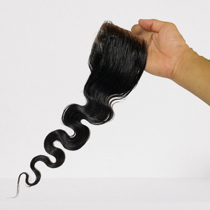 Extensiones de pelo brasileñas con encaje suizo, pelo sin procesar de la mejor calidad con cierre de encaje transparente, Color Natural - Product Image 1