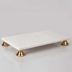 Exquisita bandeja de servicio de mármol de alta calidad, tabla de charcutería ecológica, precio bajo garantizado del proveedor del fabricante indio - Product Image 6