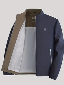 Chaqueta cortavientos Softshell para exteriores de estilo deportivo para hombre al por mayor 2025 100% poliéster impermeable fino cuello levantado lona - Product Image 6