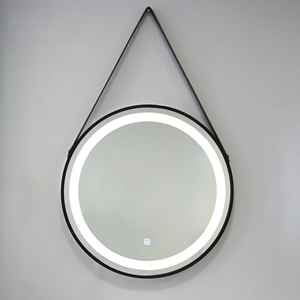 60cm <b>Round</b> Backlit LED <b>Mirror</b> with <b>Black</b> Frame and Strap - Product Image 1