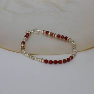 925 <b>Solid</b> Sterling <b>Silver</b> Beaded <b>Bracelet</b> for Women High Quality Fashion Jewellery Awesome Carnelian Gemstone for Party Gift - Product Image 1