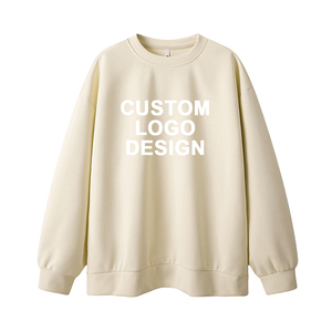 Sudadera con capucha de cuello redondo Unisex suelta de peso pesado estampado liso pulóver básico personalizado sublimado sudaderas de punto para hombres - Product Image 4