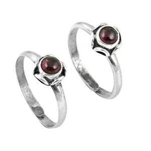 Adjustable Dainty 925 <b>Silver</b> <b>Toe</b> <b>Rings</b> with Garnet for Women Daily Wear Fashion Jewelry - Product Image 1