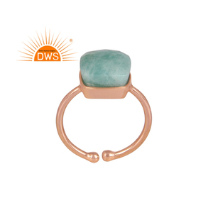 Dernière conception faite à la main en argent sterling plaqué or rose Amazonite naturelle bague réglable fabricant de bijoux - Product Image 1