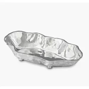 Tazón Profundo de Aluminio Premium, Elegante, Lujoso, Clásico, Ecológico, Decorativo, para Sala de Estar, Comedor, Exhibición, Plateado, Seguro - Product Image 1