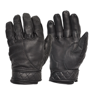 Black Leather Short Classic Motorbike Gloves Motorcycle Auto Racing Wear Genuine Leather Gloves For Men - Product Image 1