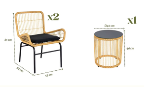 Ensemble de meubles de jardin d'extérieur en rotin PE moderne avec design à mèches pour cour intérieure - Product Image 2