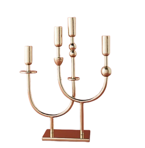 Soporte de vela metálico con acabado dorado, accesorios de iluminación para el hogar, portavelas decorativo para interiores para el hogar - Product Image 3