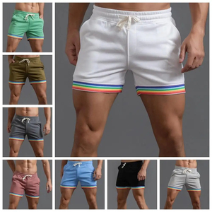 Short de sport d'été High Street pour hommes Logo personnalisé Séchage rapide Respirant Respectueux de l'environnement Rayures arc-en-ciel en plusieurs couleurs - Product Image 3